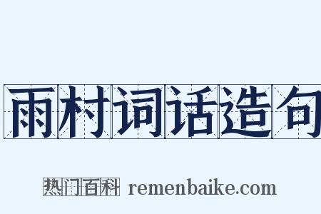 雨村词话造句是什么意思的图片